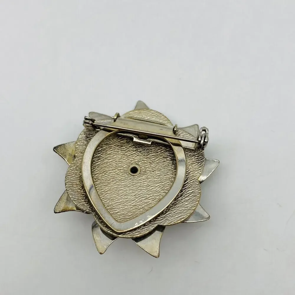 vintage flower brooch silver tone costume estate